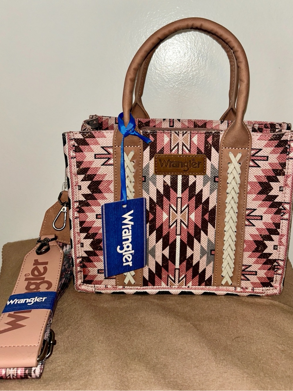Wrangler Southwestern Pattern Dual Sided Print Tote/Crossbody Bag NWT